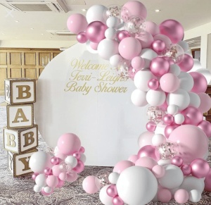 Kit Arcada Baloane Aniversare Botez Baby Pink 104 buc - Img 1