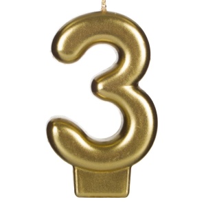 Lumanare Zi De Nastere Cifra 3 Gold