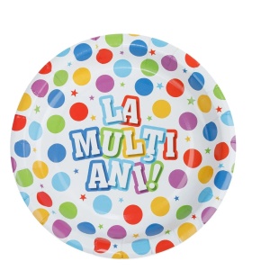 Set 10 Farfurii Multicolore La Multi Ani 23 cm