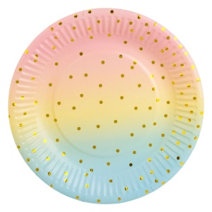 Set 12 Farfurii Aniversare Petrecere Colorata Ombre 18 cm FRF108 - Img 2