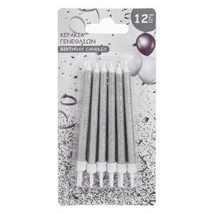 Set 12 Lumanari Aniversare Zi De Nastere Silver Cu Glitter LMR36 - Img 2