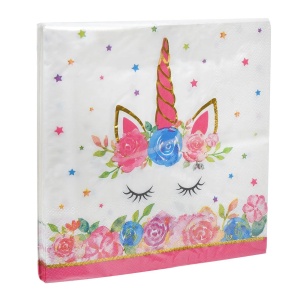 Set 12 Servetele Pentru Petrecere Flower Unicorn - Img 3