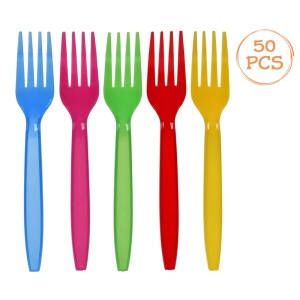 Set 50 Furculite Din Plastic Pentru Petrecere Multicolore TAC38