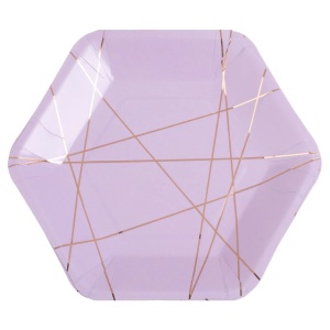 Set 6 Farfurii Hexagonale Elegante Lila Marble Gold FRF112