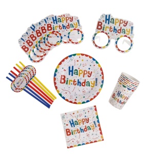 Set Accesorii Masa Petrecere Happy Birthday Multicolore DECO9