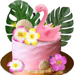 Set Decor Flamingo pentru Tort Tematica Tropical Exotica TOP115