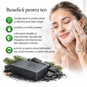 SAPUN CU CARBUNE ACTIV, MEDICINAL - DETOXIFIANT - Img 3