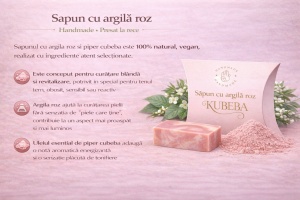 Sapun Argila Roz cu ulei essential Kubeba - Img 2