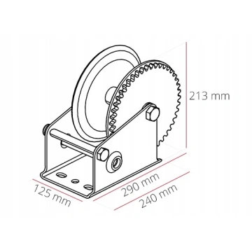 Troliu manual cu manivela si frana, 2250kg, cablu 15m, 3014 - Img 9