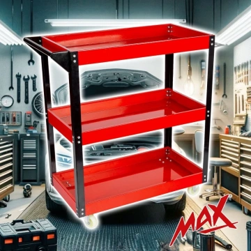 Cărucior Profesional de Atelier Kraftprofesional KP41: Organizare Robustă cu 3 Rafturi și Capacitate de 136 kg