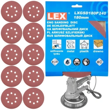 Disc abraziv 180mm/P240 masina de slefuit pereti 10 bucati KP180240