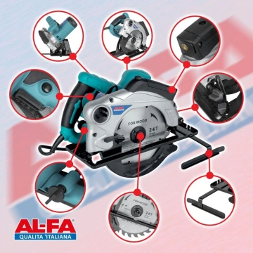 Fierastrau circular de mana 220V adancime taiere 63mm 2150W ALCS215 - Img 3