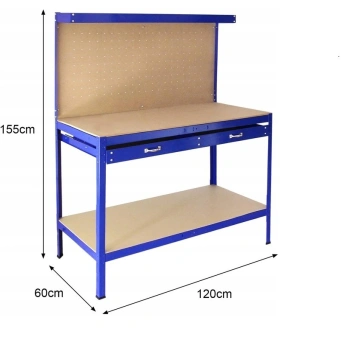 Masa de lucru atelier cu panou scule si sertar, KraftProfesional KD640, 120x60x155 cm - Img 3