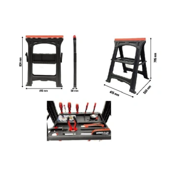 Set 2 suporti de atelier pliabili, stand de lucru cu tava pentru scule, sarcina max.170kg, KD506 - Img 2