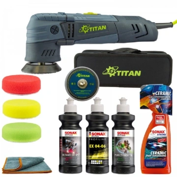 Set masina polish excentric TDA75, paste si bureti de lustruit Sonax, SW-20960-75