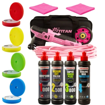 Set Mașină Polish Orbitală Titan TDA09 Lady + Menzerna 4 Pași