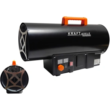 Aerotermă pe gaz 40 kW KD11701 cu termostat, afișaj și reductor, pentru hale, ateliere și spații bine ventilate