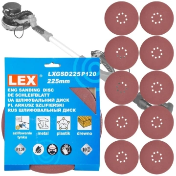 Disc abraziv, 225mm, P120, pentru masina de slefuit pereti, 10 bucati, KP225120