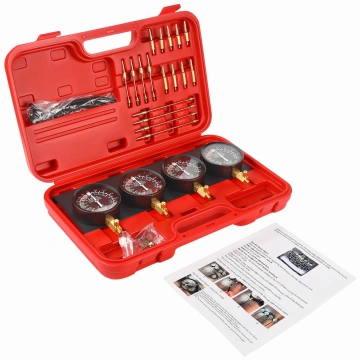 Set instrumente sincronizare carburatoare, Kraft&Dele KD12537, 4 manometre 93mm, furtunuri flexibile, 17 adaptoare - Img 3