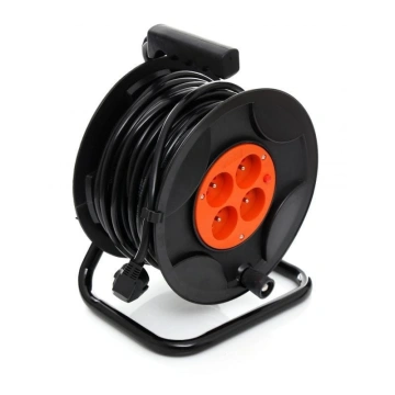 Prelungitor electric cu tambur KD4018, 50 m, 4 prize împământare, cablu 3 x 2,5 mm, pentru grădină și atelier