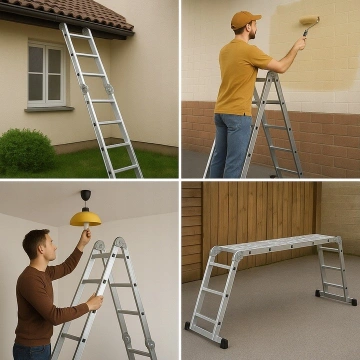 Scara aluminiu cu platforma 4x4 460cm multifunctionala KD4071 - Img 3