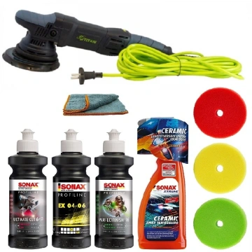 Set masina polish excentric TDA15, paste si bureti de lustruit Sonax, SW-20960-15