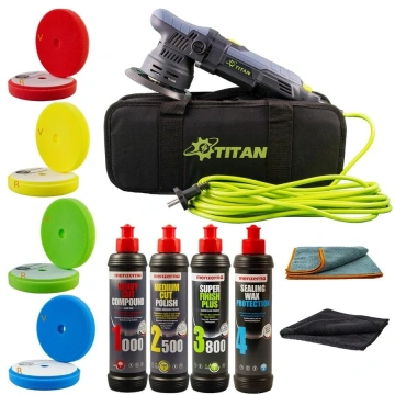 Set masina polish Titan TDA09 si menzerna 4 pasi, 2 lavete