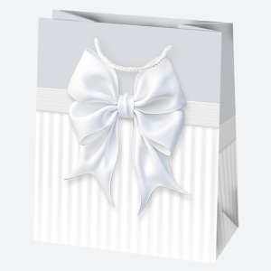 Colorat Bow Pungă cadou din hârtie albă 19x23x10,5 cm - Img 2