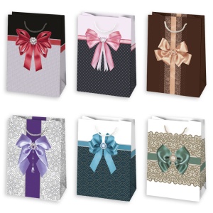 Colorat Elegant Bow plic de cadou din hârtie, sac de cadou 23x32x11 cm