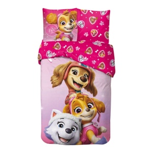 Patrula Cățelușilor Pink Squad set de lenjerie de pat 140×200cm, 65x65 cm