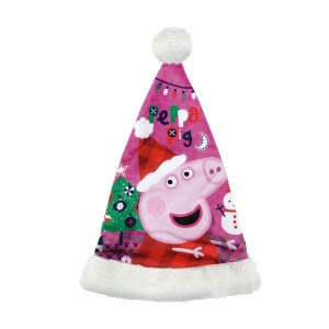 Purcelușa Peppa căciulă de Moș Crăciun 37 cm