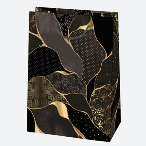 Colorat For You Sacoșă cadou de hârtie cu model auriu negru 23x32x11 cm - Img 3