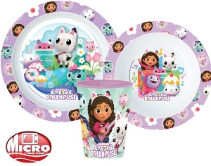 Gabby's Dollhouse Kitty Magic set de masă, set micro plastic, cu pahar 260 ml