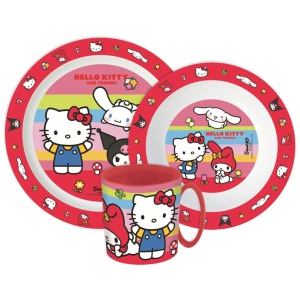 Hello Kitty And Friends set de masă, set micro plastic cu cană 390 ml