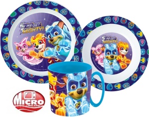 Patrula Cățelușilor Mighty Pups set de masă, set de plastic micro cu cană 350 ml