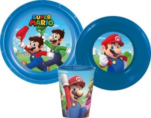 Super Mario Mushroom Kingdom set de veselă, set din plastic