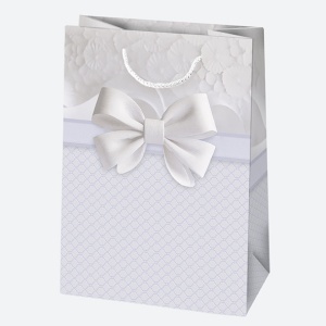 Colorat Bow Pungă de cadou din hârtie albă 23x32x11 cm - Img 3