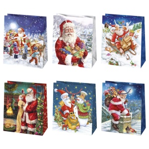 Crăciun Sleigh sac de cadou din hârtie 19x23x10,5 cm