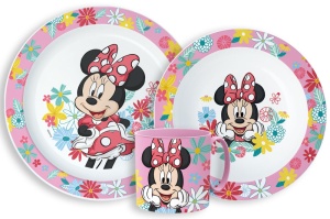 Disney Minnie Spring set de masă, set de plastic micro cu cană 265 ml