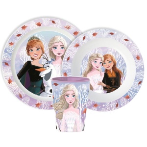 Disney Regatul de gheață Autumn Leaves set de masă, set micro plastic, cu pahar de 260 ml