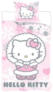 Hello Kitty Cozy Winter set de lenjerie de pat pentru copii, grădiniță 100x135 cm, 40x60 cm