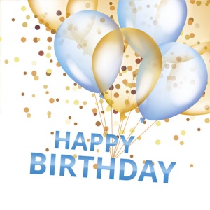 La mulți ani Gold & Blue Balloons Șervețele La Mulți Ani 20 buc 33x33 cm
