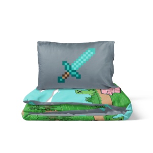 Minecraft Animals and Mobs husa de pat 140×200cm, 70×90 cm - Img 2