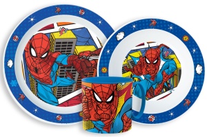 Omul Păianjen Grid set de masă, set micro din plastic cu cană de 265 ml