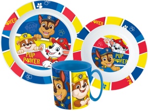 Patrula Cățelușilor Pup Power set de tacâmuri, set din plastic micro cu cană 350 ml