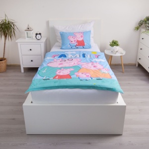 Purcelușa Peppa Set de lenjerie pentru copii Big Pig Family 100×135cm, 40×60 cm - Img 2