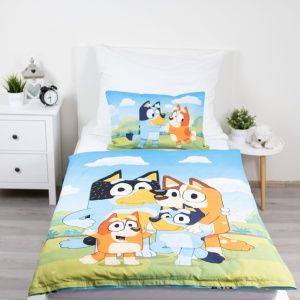 Bluey Happy Family set de lenjerie de pat pentru copii, 100×135cm, 40×60 cm - Img 2