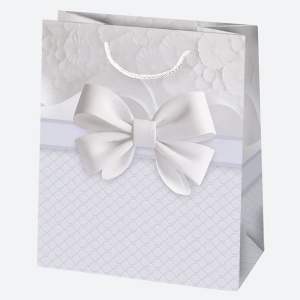 Colorat Bow Pungă cadou din hârtie albă 19x23x10,5 cm - Img 3