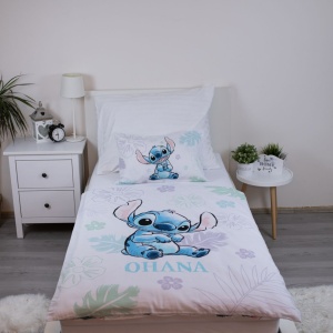 Disney Lilo și Stitch Ohana White Set lenjerie pat copii 100×135 cm, 40×60 cm - Img 2