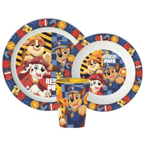 Patrula Cățelușilor Rescue Pups set de masă, set micro din plastic, cu pahar 260 ml
